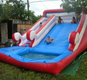 T8-581 Outdoor Giant Inflatable Slide With Water Pool For Kids And Adults